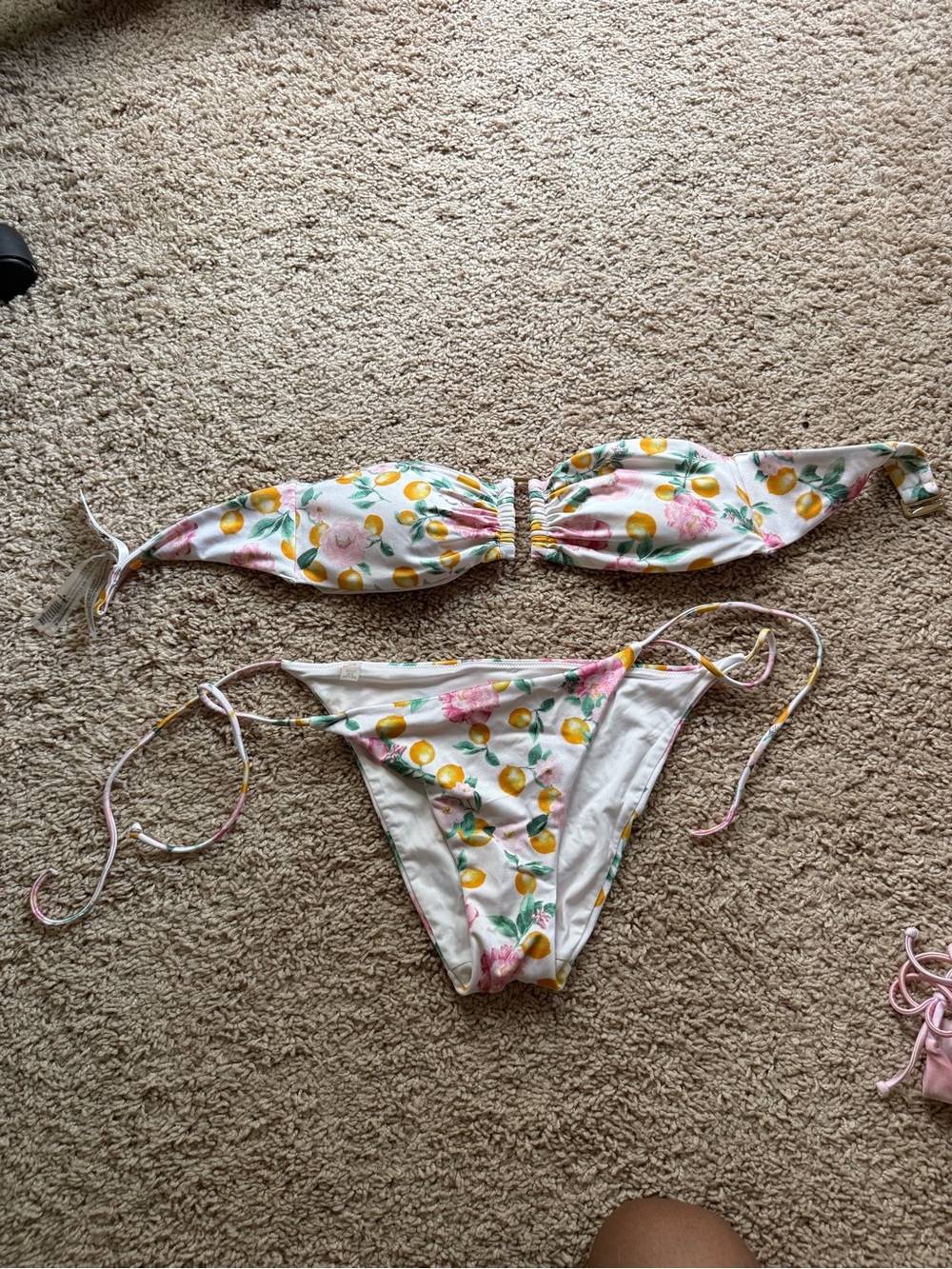 Victoria's Secret Lemon Floral Bathing Suit Top & Bottoms